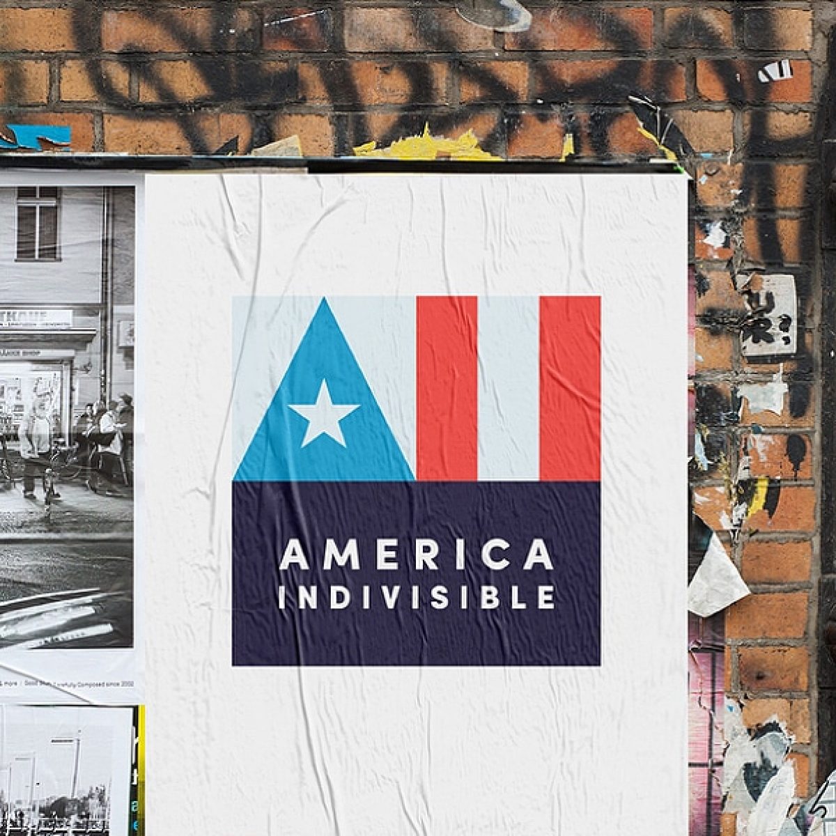 A poster showing the America Indivible logo