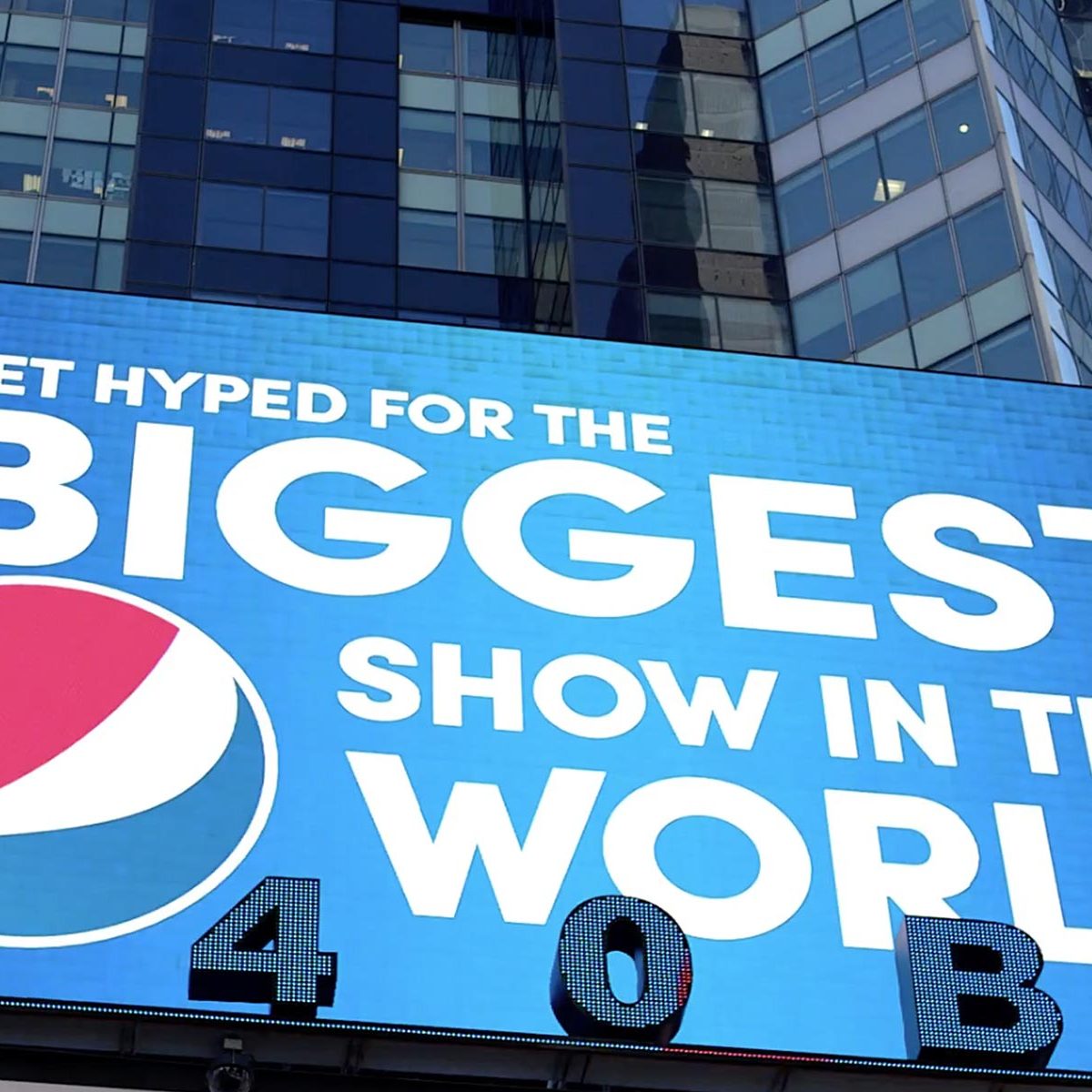 Pepsi ad on Times Square for the Half Time 2014